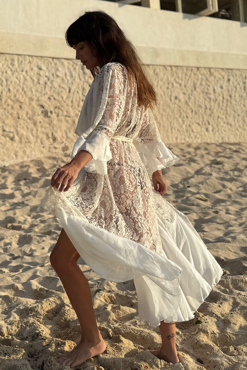Mystical Magical Silk + Lace Wrap Maxi Dress Duster - Chasing Unicorns