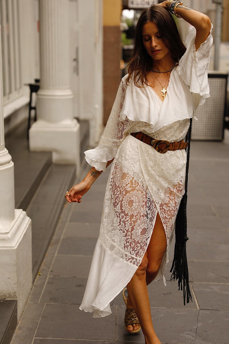 Mystical Magical Silk + Lace Wrap Maxi Dress Duster - Chasing Unicorns
