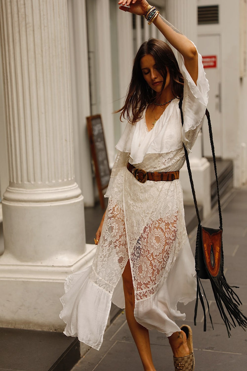 Mystical Magical Silk + Lace Wrap Maxi Dress Duster - Chasing Unicorns