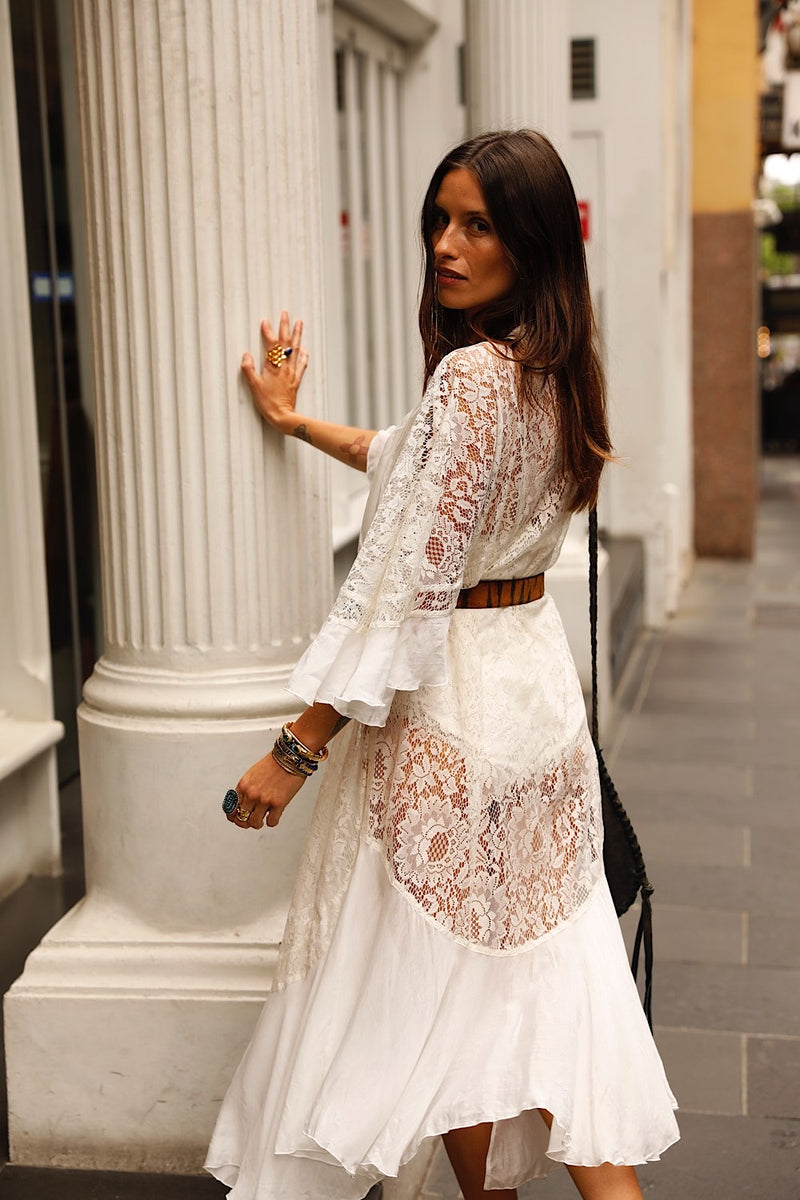 Mystical Magical Silk + Lace Wrap Maxi Dress Duster - Chasing Unicorns