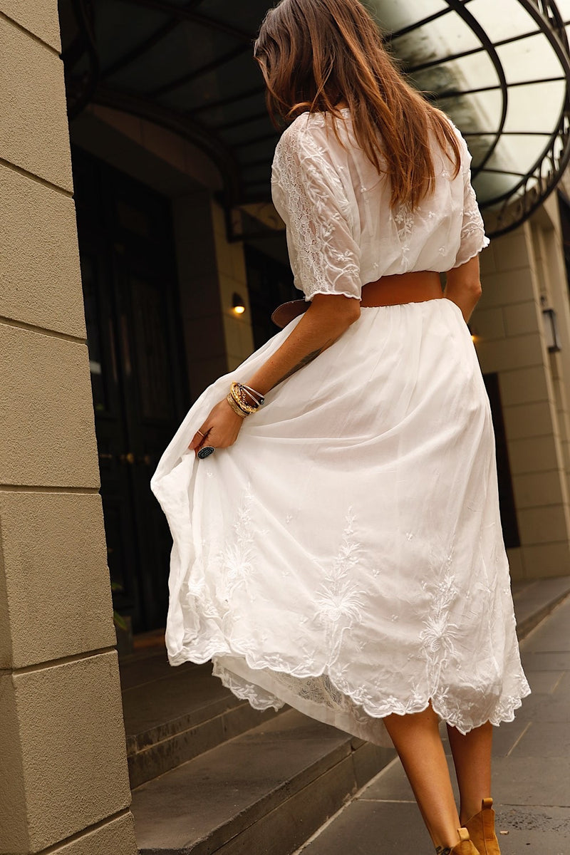 Natural Mystic Silk/Cotton Maxi Dress - Chasing Unicorns