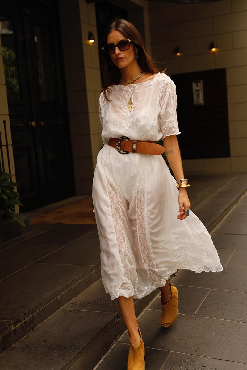 Natural Mystic Silk/Cotton Maxi Dress - Chasing Unicorns