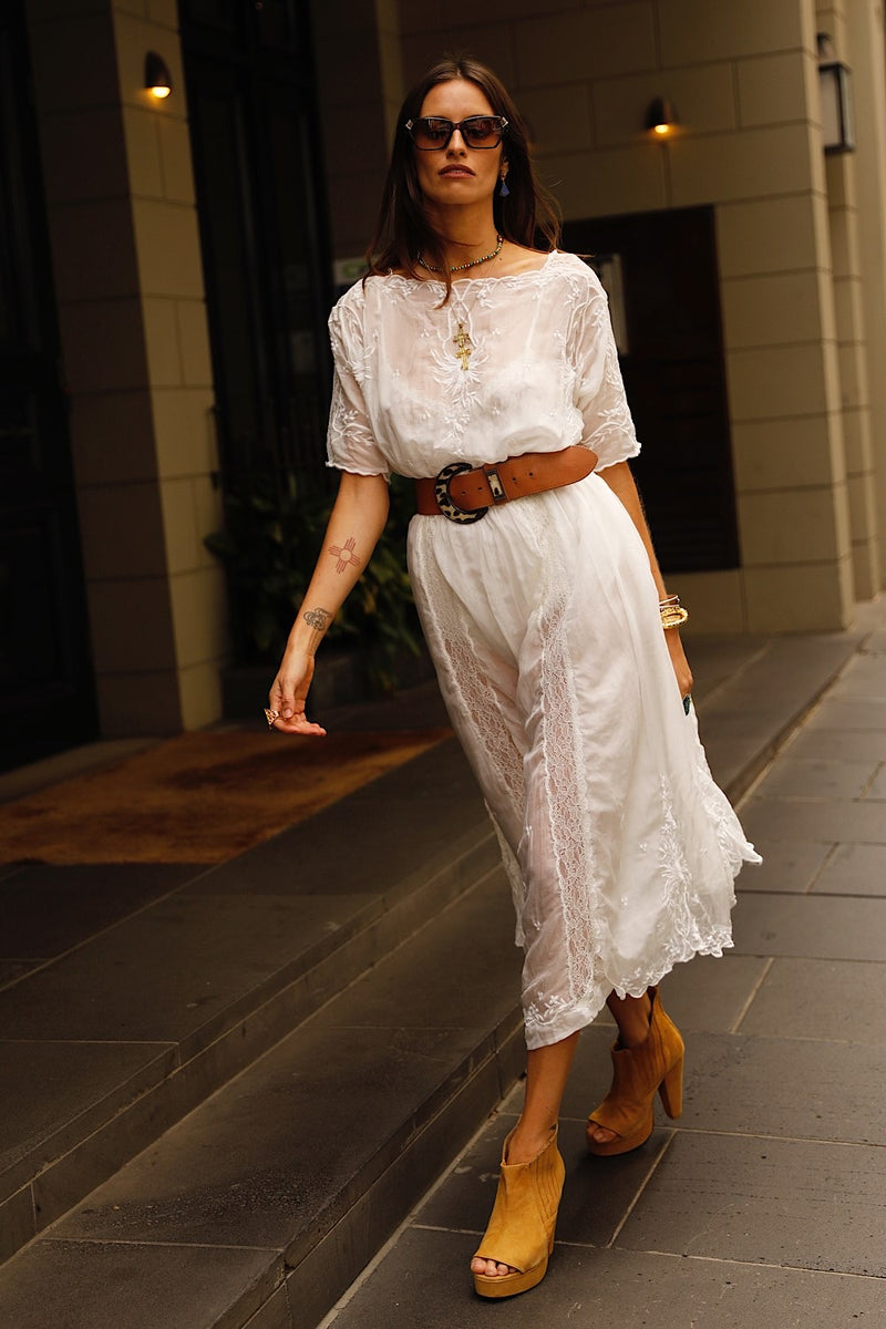 Natural Mystic Silk/Cotton Maxi Dress - Chasing Unicorns