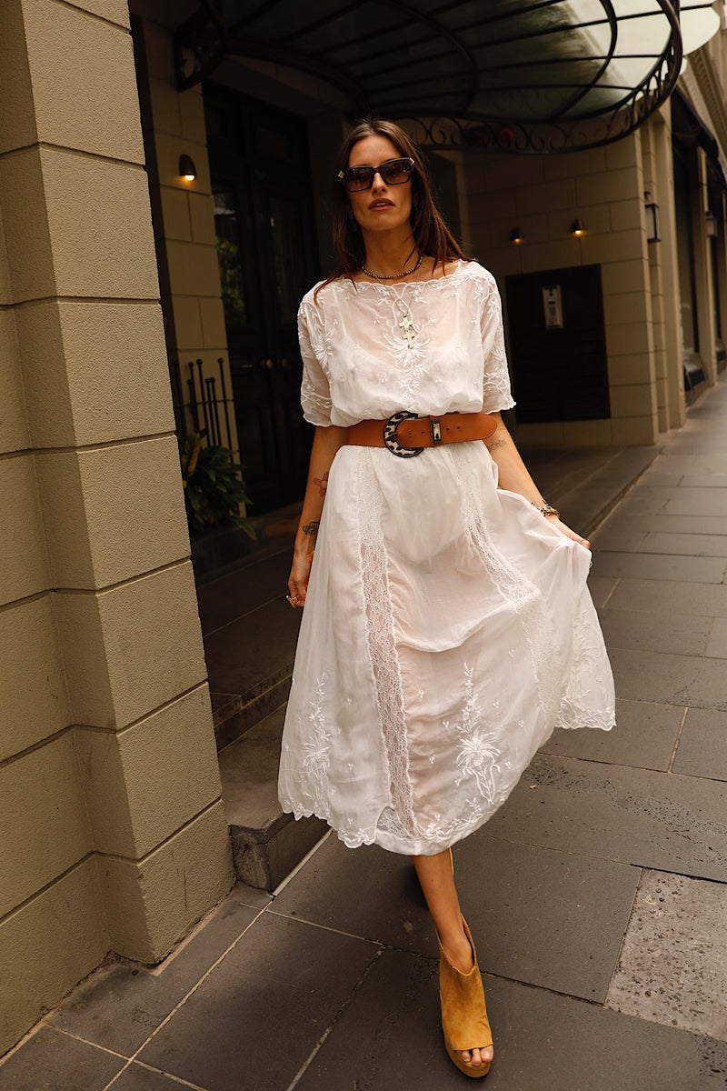 Natural Mystic Silk/Cotton Maxi Dress - Chasing Unicorns