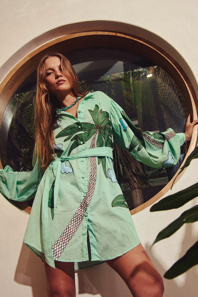 Never Ending Story Embroidered Cotton Shirtdress