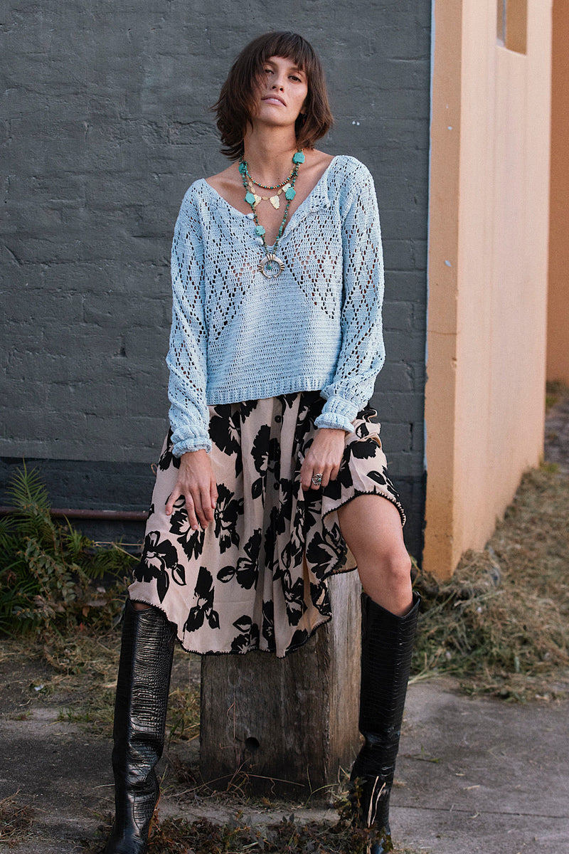 NEW Blue Crochet Jumper - Chasing Unicorns