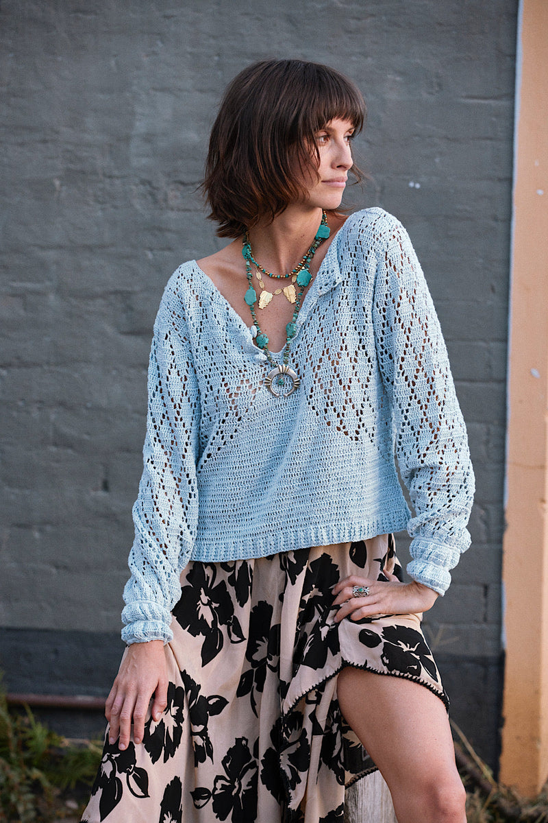 NEW Blue Crochet Jumper - Chasing Unicorns
