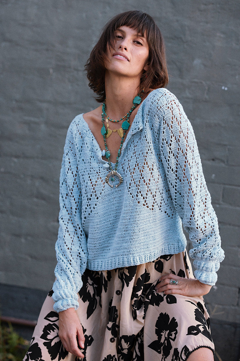 NEW Blue Crochet Jumper - Chasing Unicorns