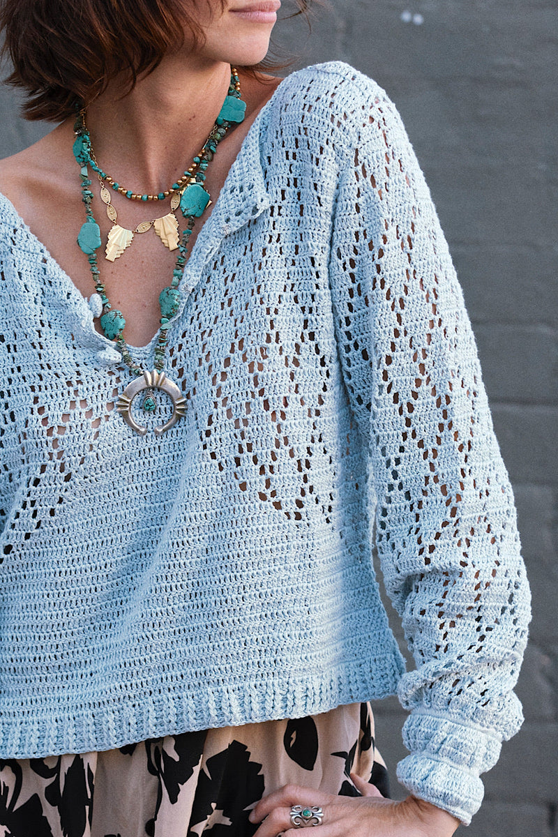 NEW Blue Crochet Jumper - Chasing Unicorns