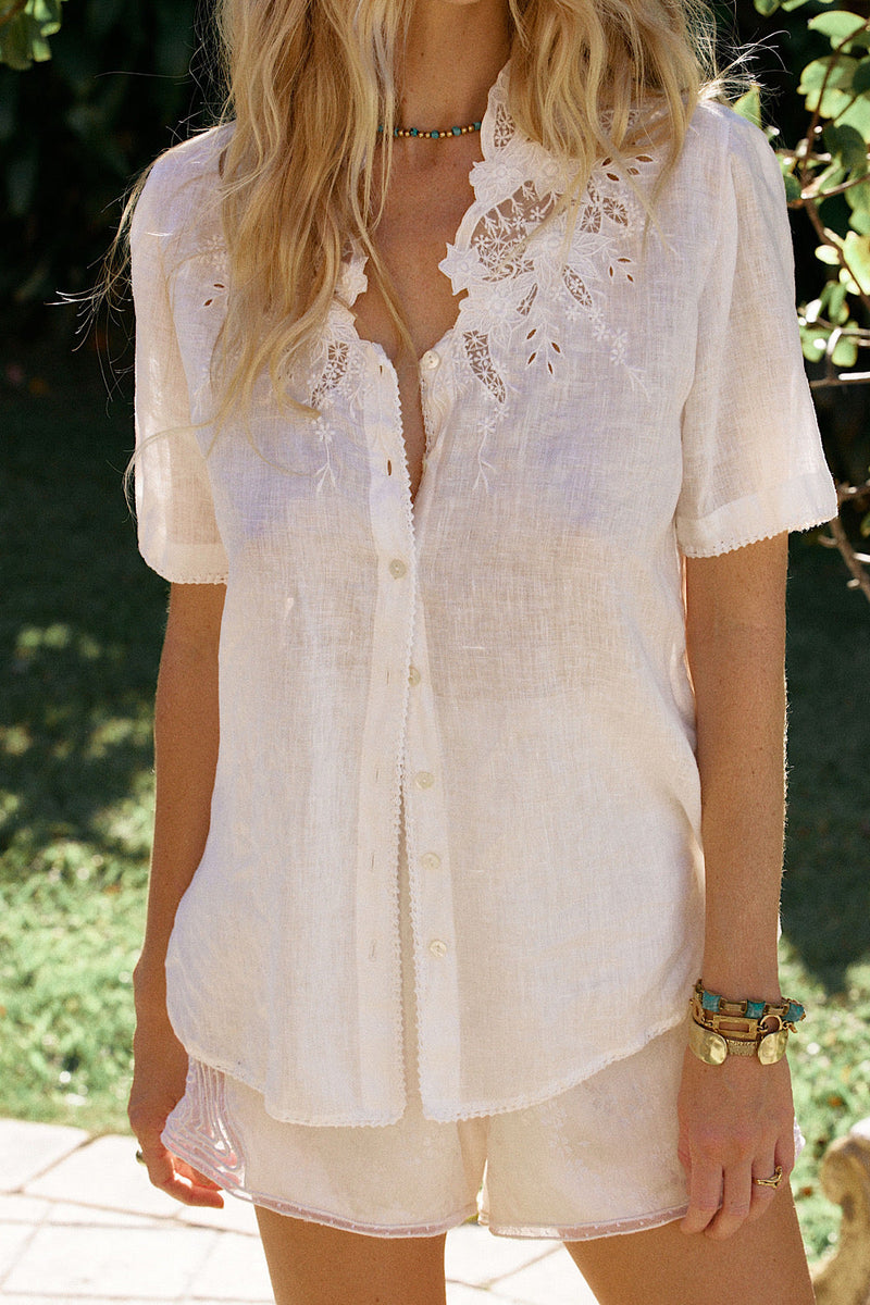 NEW Cutwork Linen Blouse - Chasing Unicorns