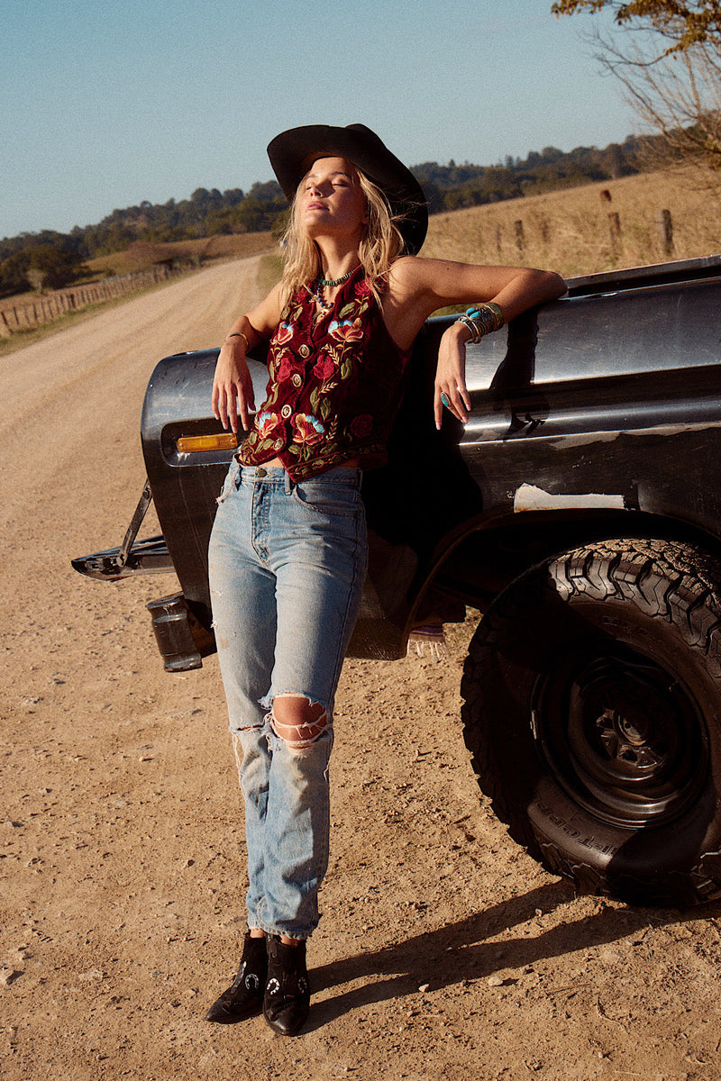 NEW Embroidered Velvet Vest - Chasing Unicorns