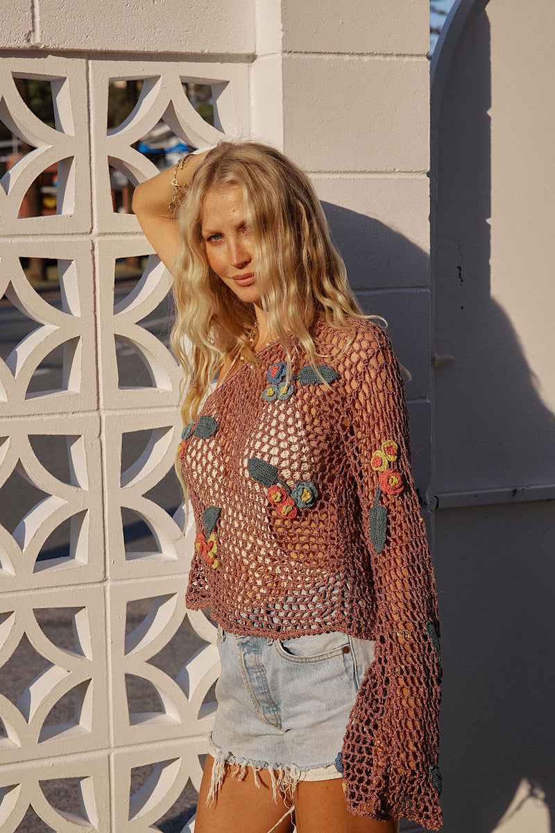 NEW Floral One Shoulder Crochet Jumper - Chasing Unicorns