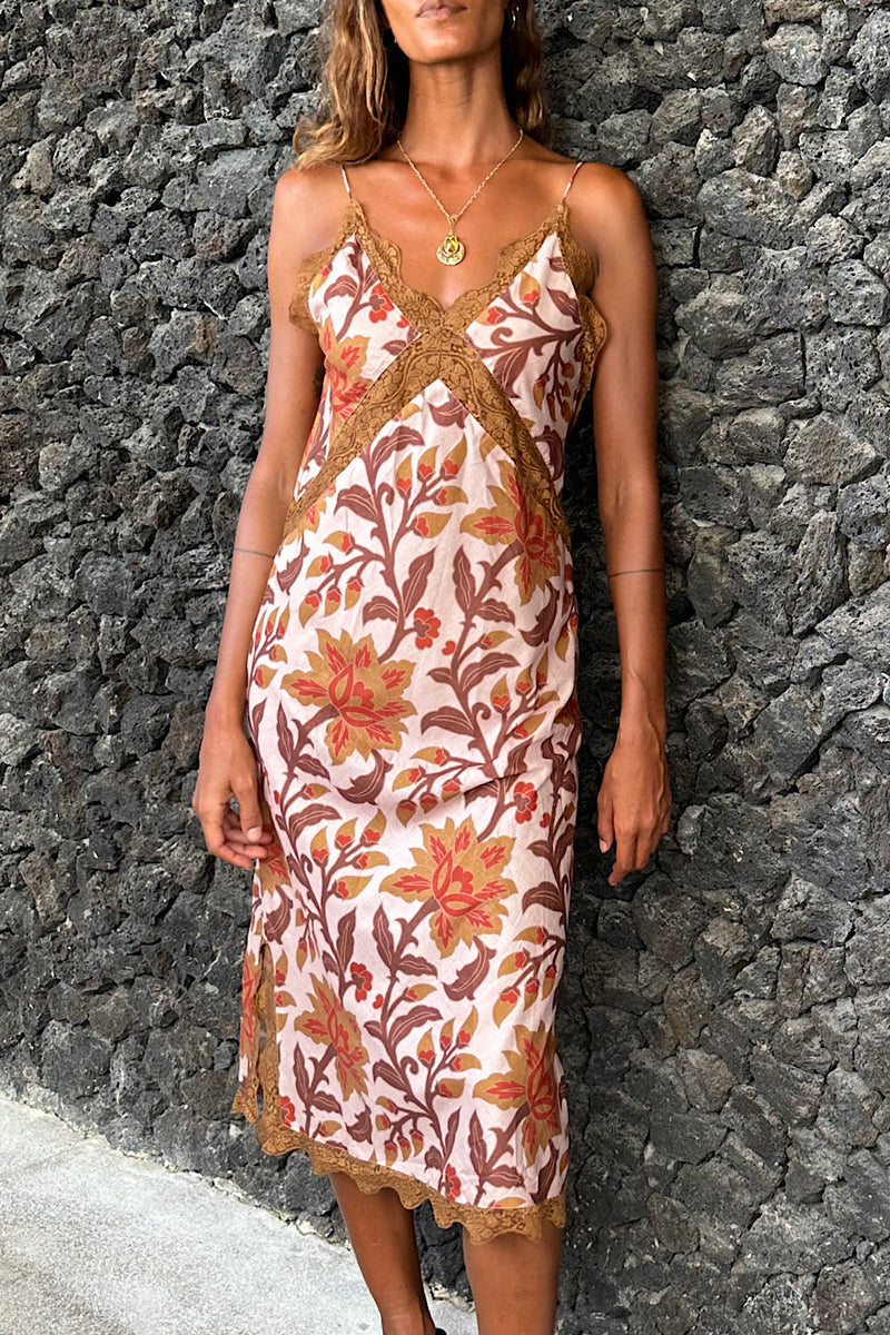 NEW Friend Of The Devil Backless Silk Slip Midi Dress - Chasing Unicorns