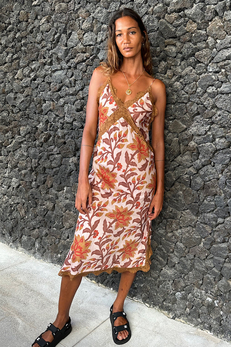 NEW Friend Of The Devil Backless Silk Slip Midi Dress - Chasing Unicorns