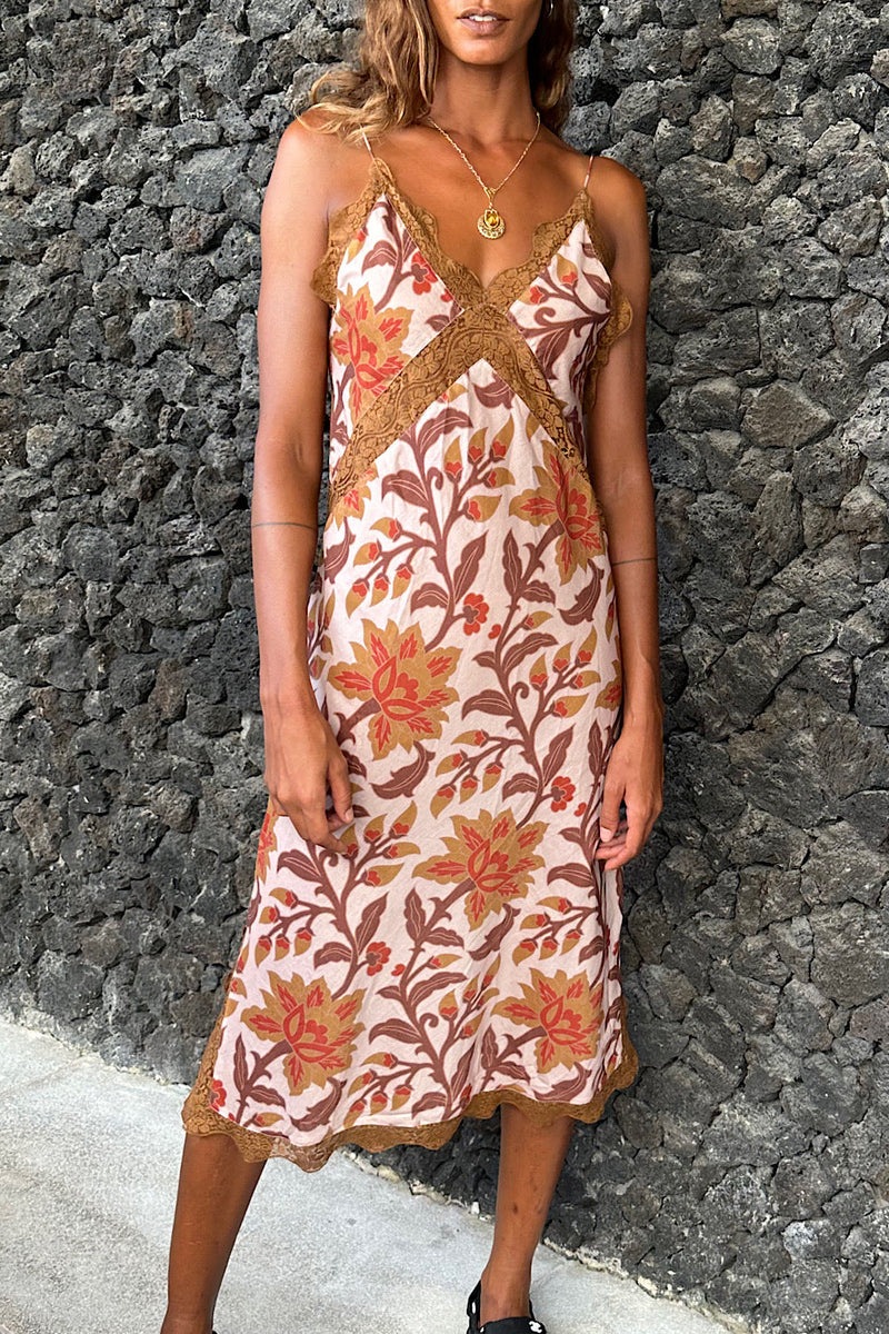 NEW Friend Of The Devil Backless Silk Slip Midi Dress - Chasing Unicorns