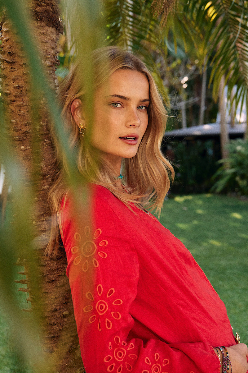 NEW Further Up The Road Cutwork Embroidered Blazer - Red - Chasing Unicorns