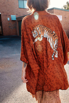 Jungle Fever Silk Jacquard Kimono