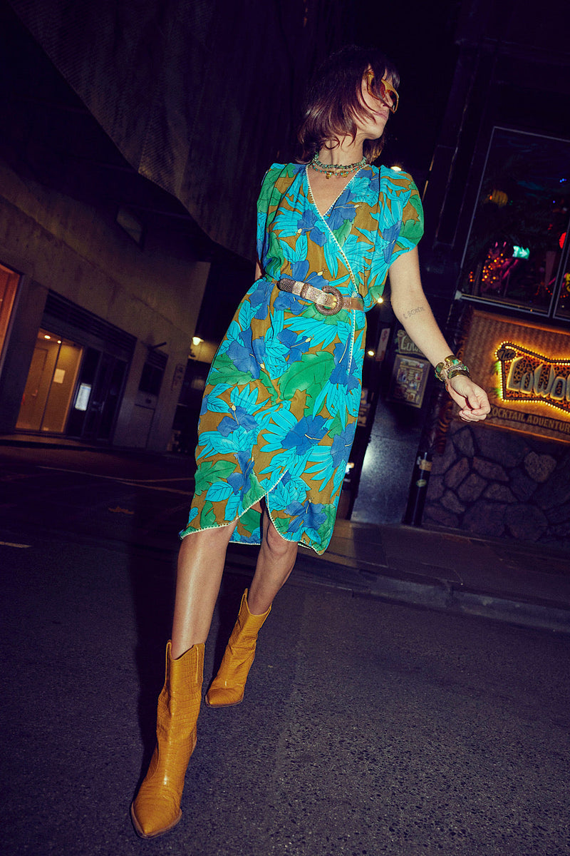 NEW Jungle Fever Wrap Midi Dress - Chasing Unicorns