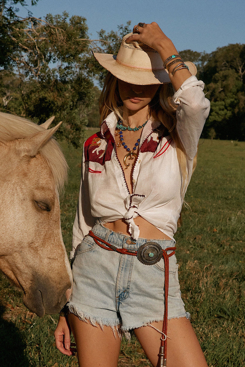 NEW Linen Western Blouse - Chasing Unicorns