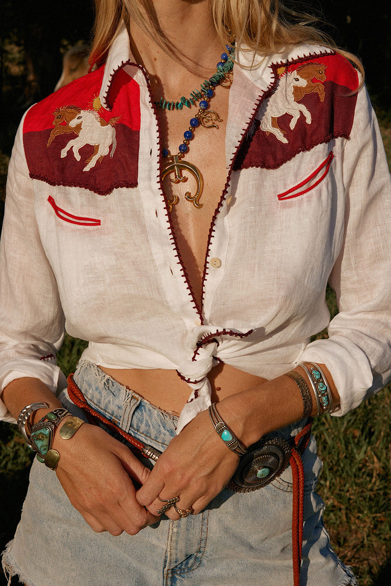 NEW Linen Western Blouse - Chasing Unicorns