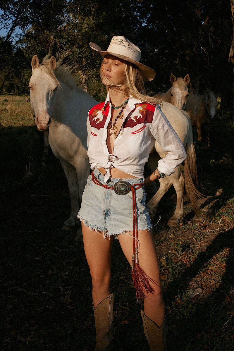 NEW Linen Western Blouse - Chasing Unicorns