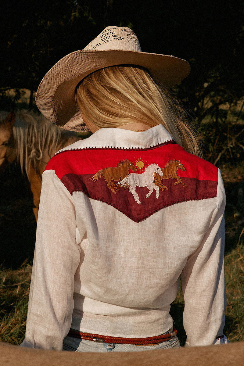 NEW Linen Western Blouse - Chasing Unicorns