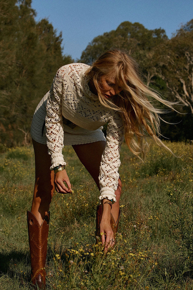 NEW Long Sleeve Crochet Mini Dress - Chasing Unicorns