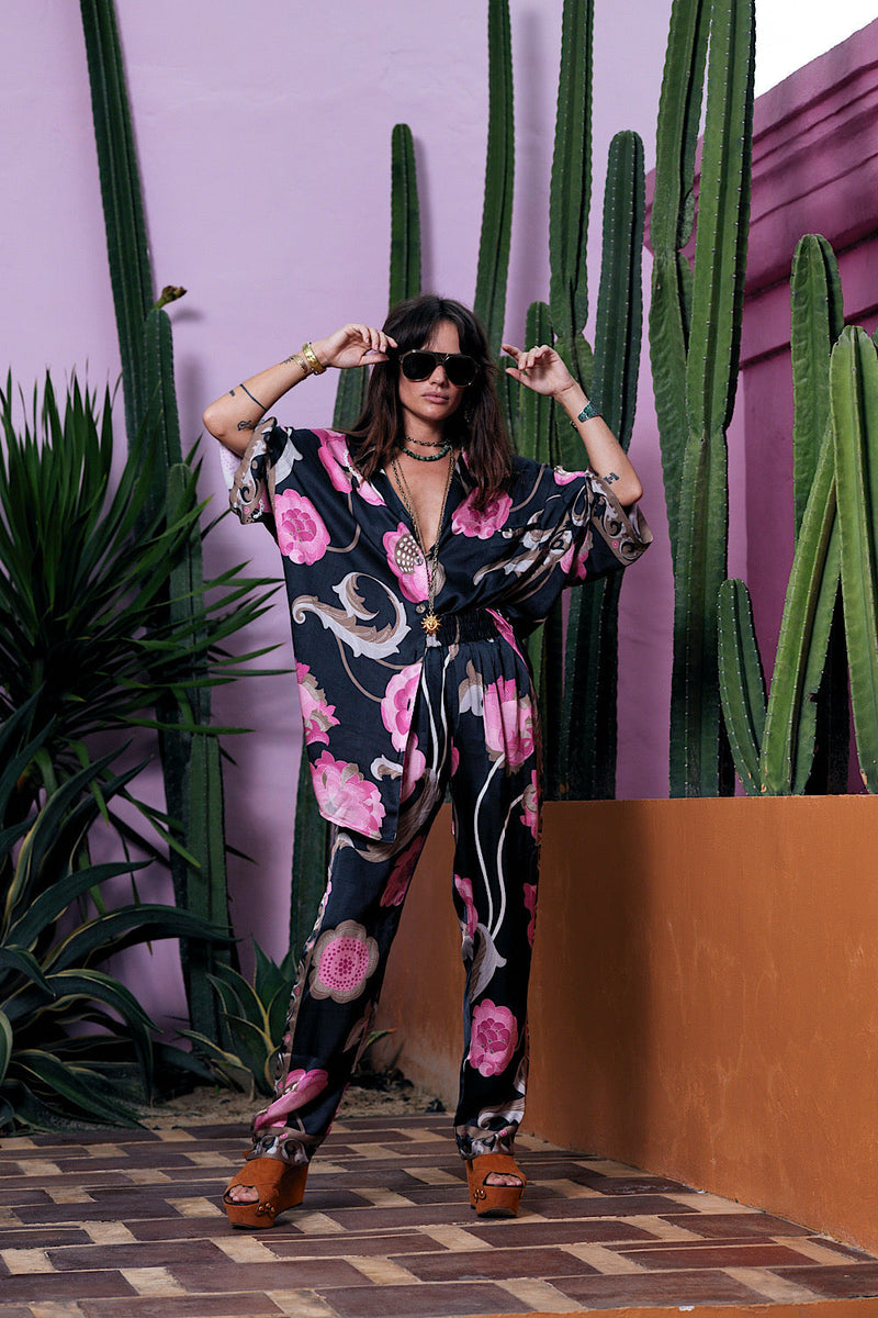 NEW Long Way Around Satin Super Oversized Shirt - Poppy - Chasing Unicorns