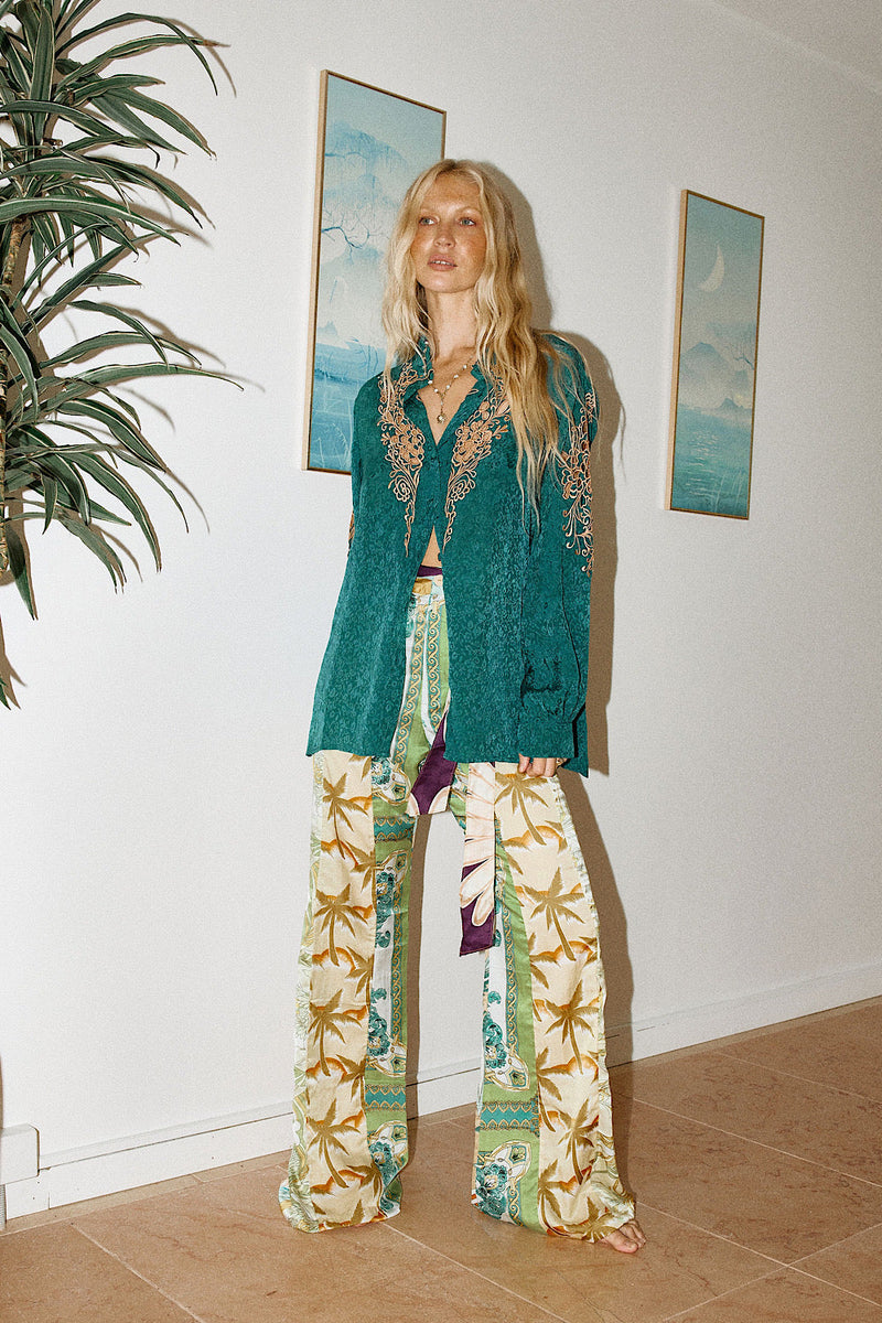 NEW Paint This Town Patchwork Off Cut Flares - Tropical Floral - Chasing Unicorns