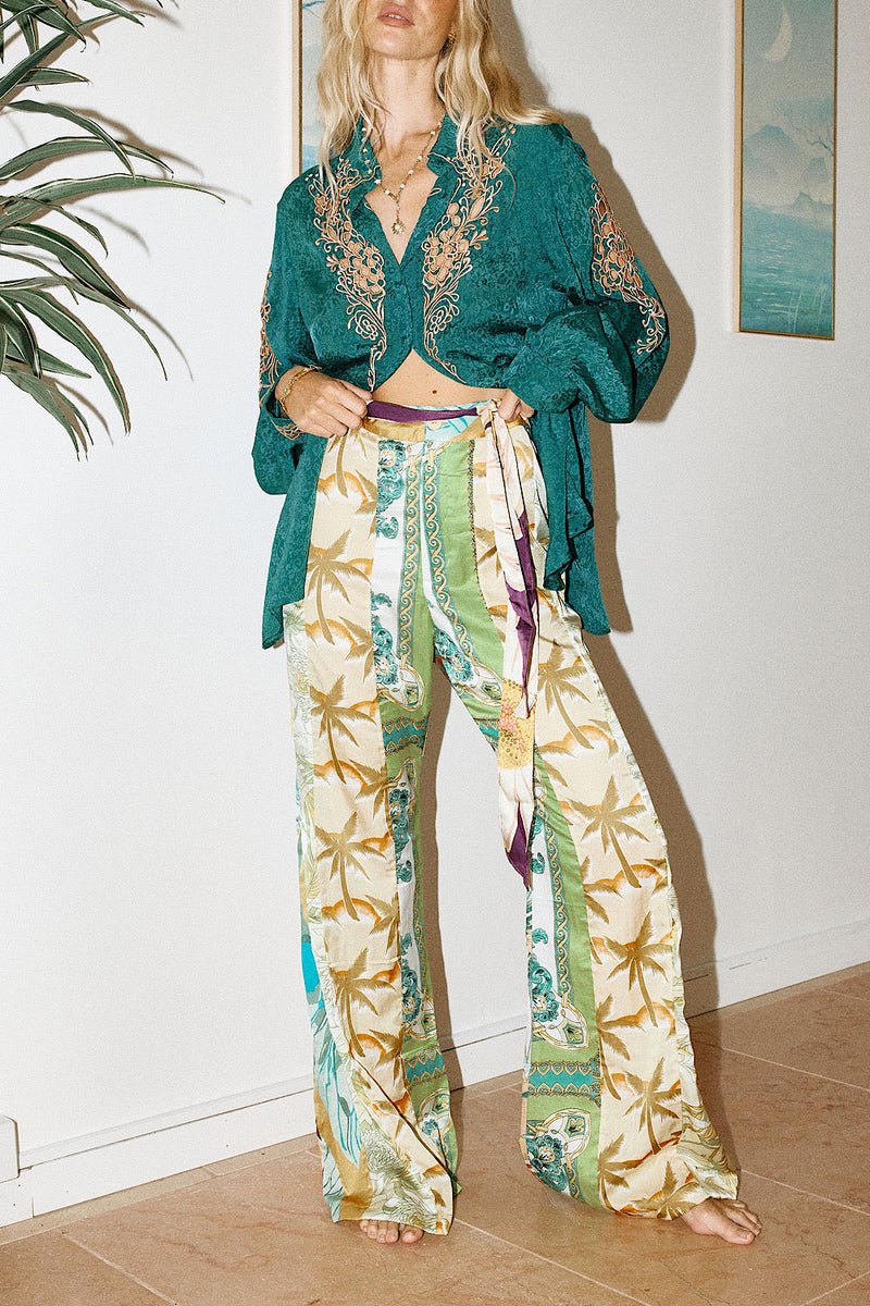 NEW Paint This Town Patchwork Off Cut Flares - Tropical Floral - Chasing Unicorns