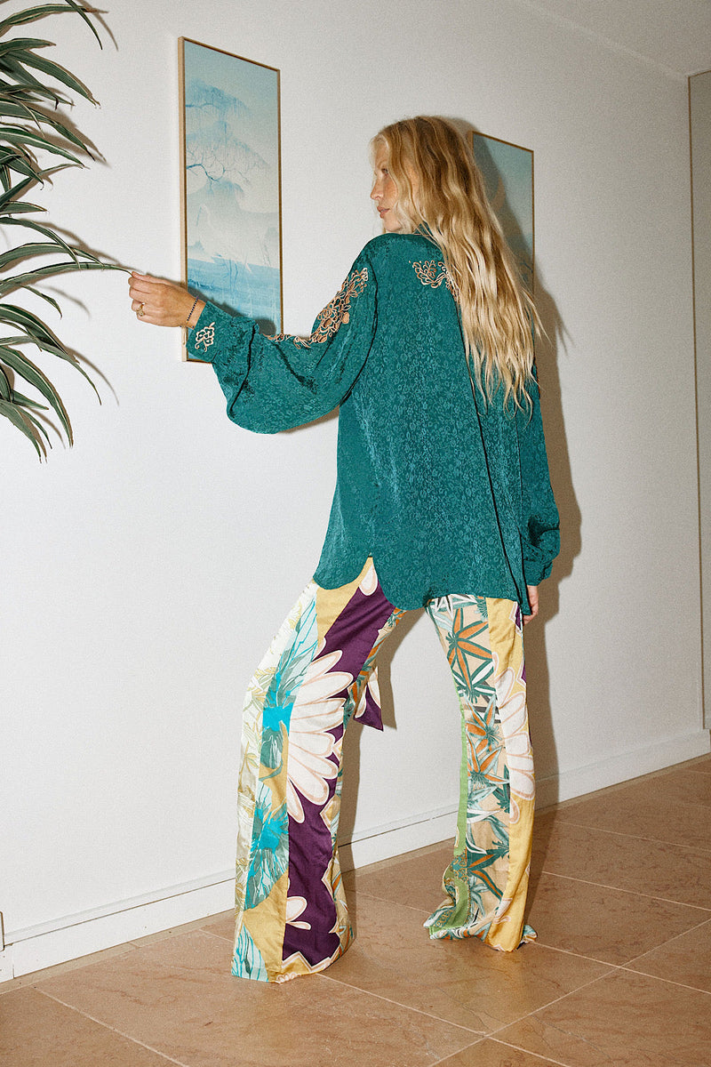 NEW Paint This Town Patchwork Off Cut Flares - Tropical Floral - Chasing Unicorns