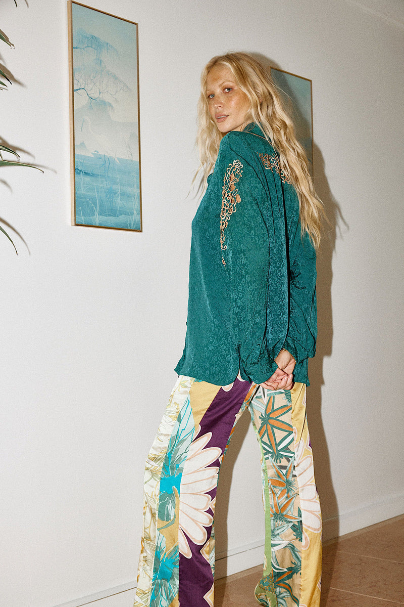 NEW Paint This Town Patchwork Off Cut Flares - Tropical Floral - Chasing Unicorns