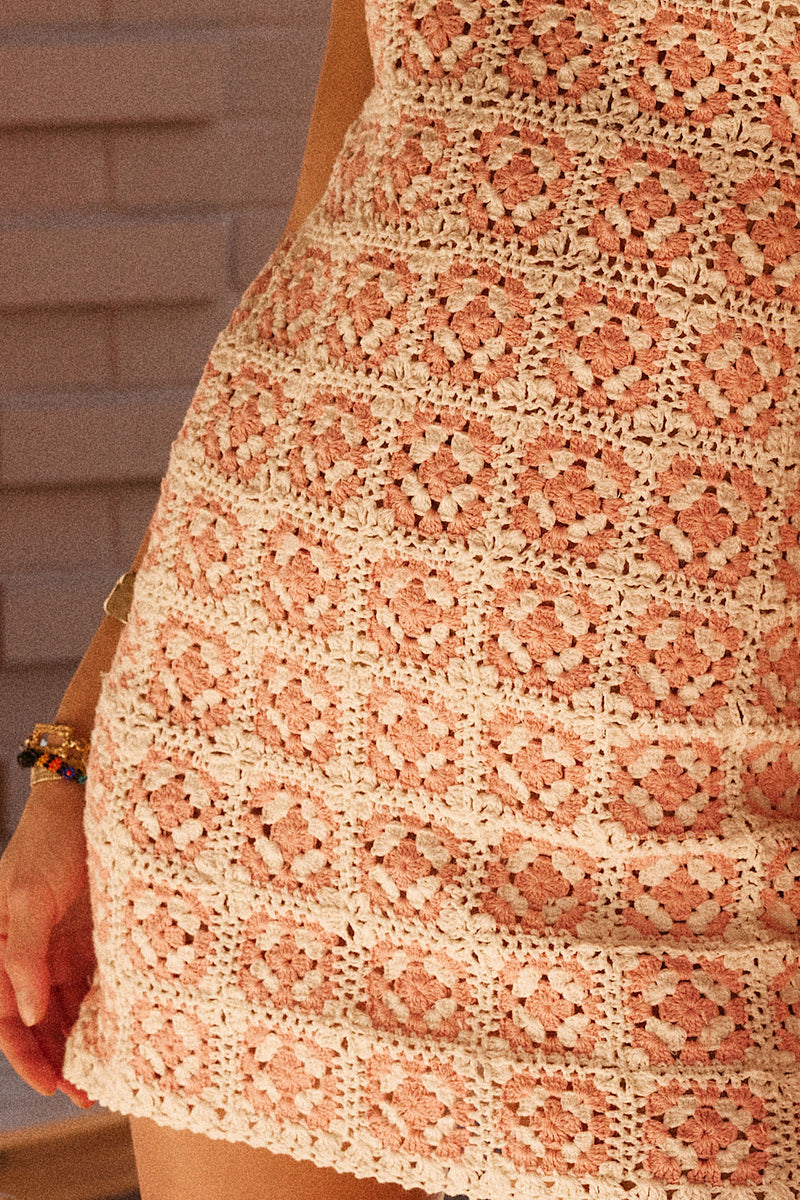 NEW Pink Sleeveless Crochet Mini Dress - Chasing Unicorns