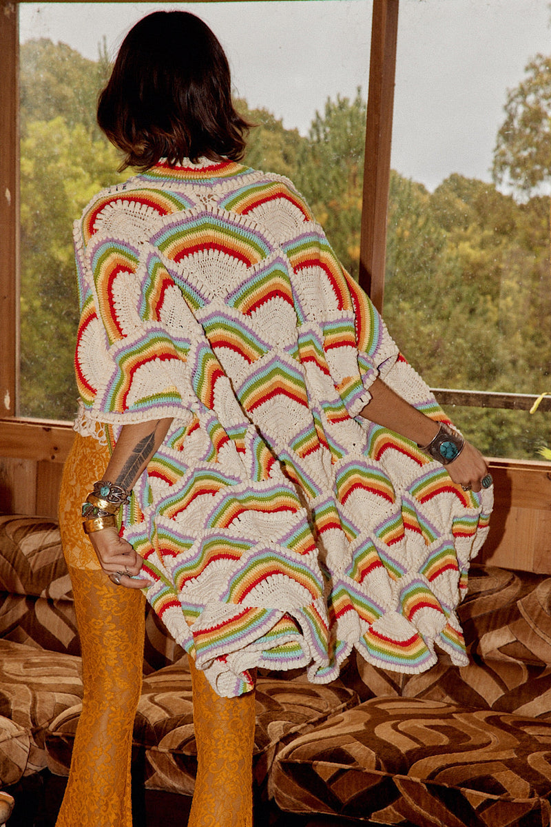 NEW Rainbow Let It Be Crochet Coat - Chasing Unicorns