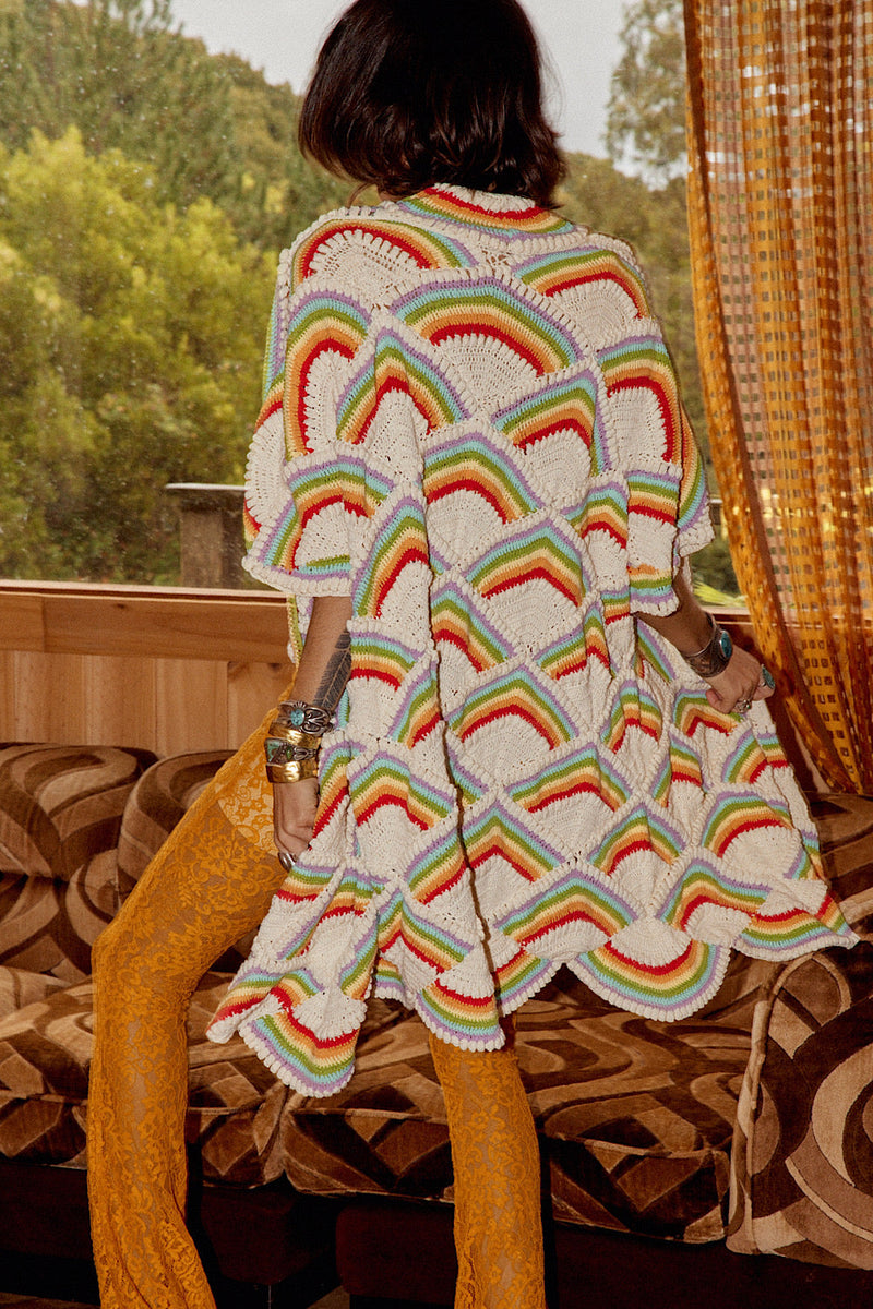 NEW Rainbow Let It Be Crochet Coat - Chasing Unicorns