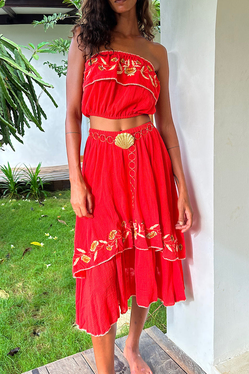 NEW Red Cutwork Set - Chasing Unicorns