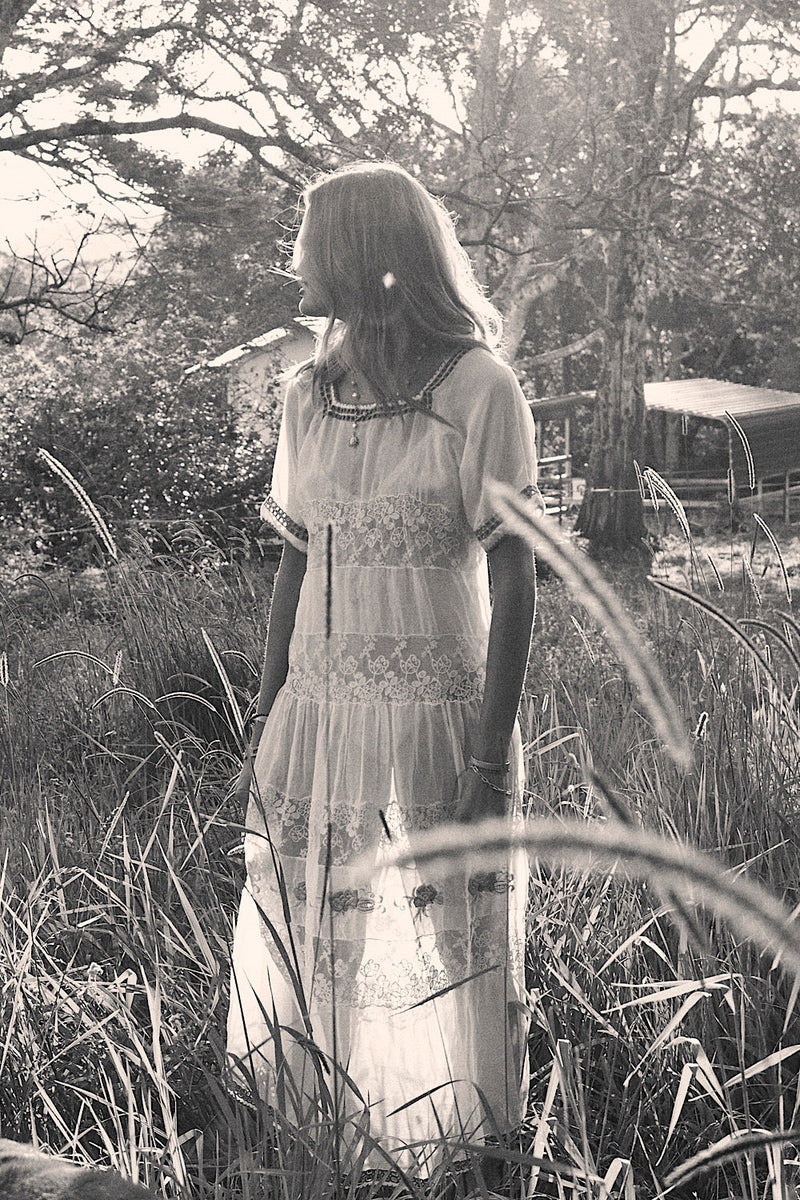 NEW Silk/Cotton + Lace Midi Dress - Chasing Unicorns