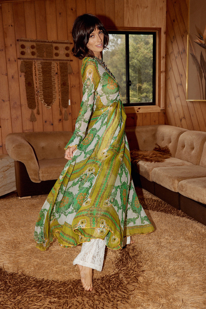 NEW Silk/Cotton Maxi Duster Dress - Verdant - Chasing Unicorns