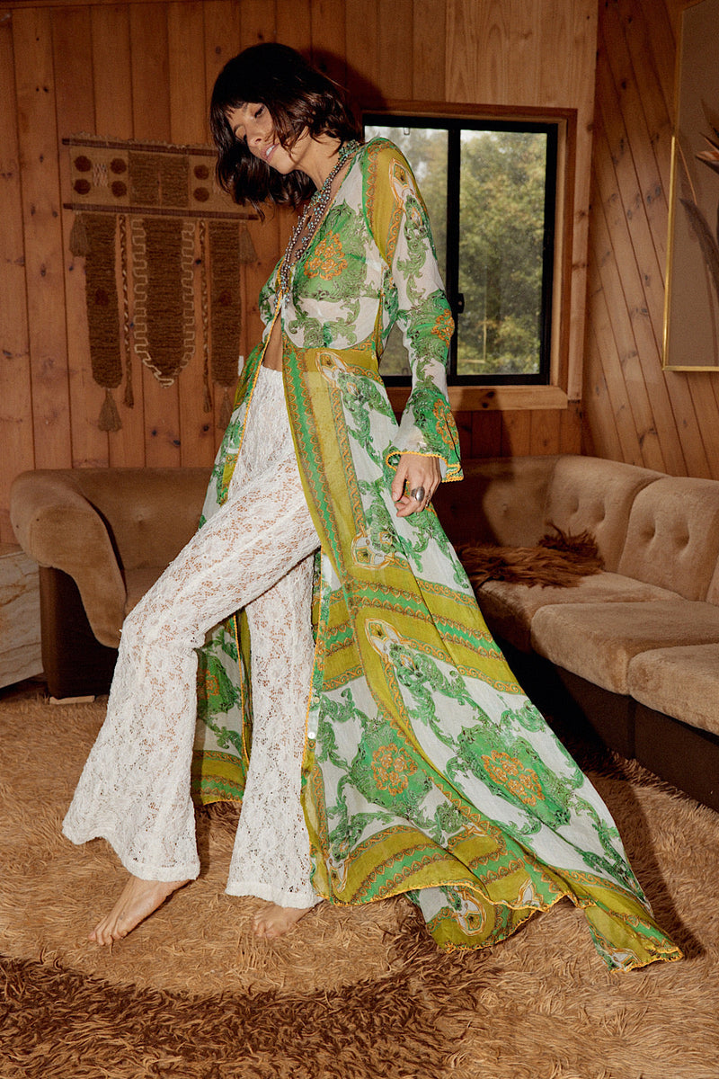 NEW Silk/Cotton Maxi Duster Dress - Verdant - Chasing Unicorns