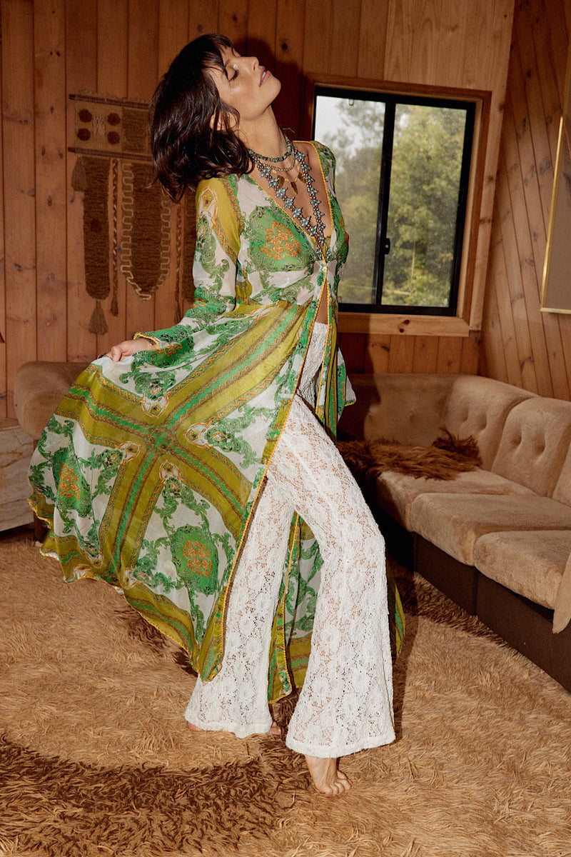 NEW Silk/Cotton Maxi Duster Dress - Verdant - Chasing Unicorns