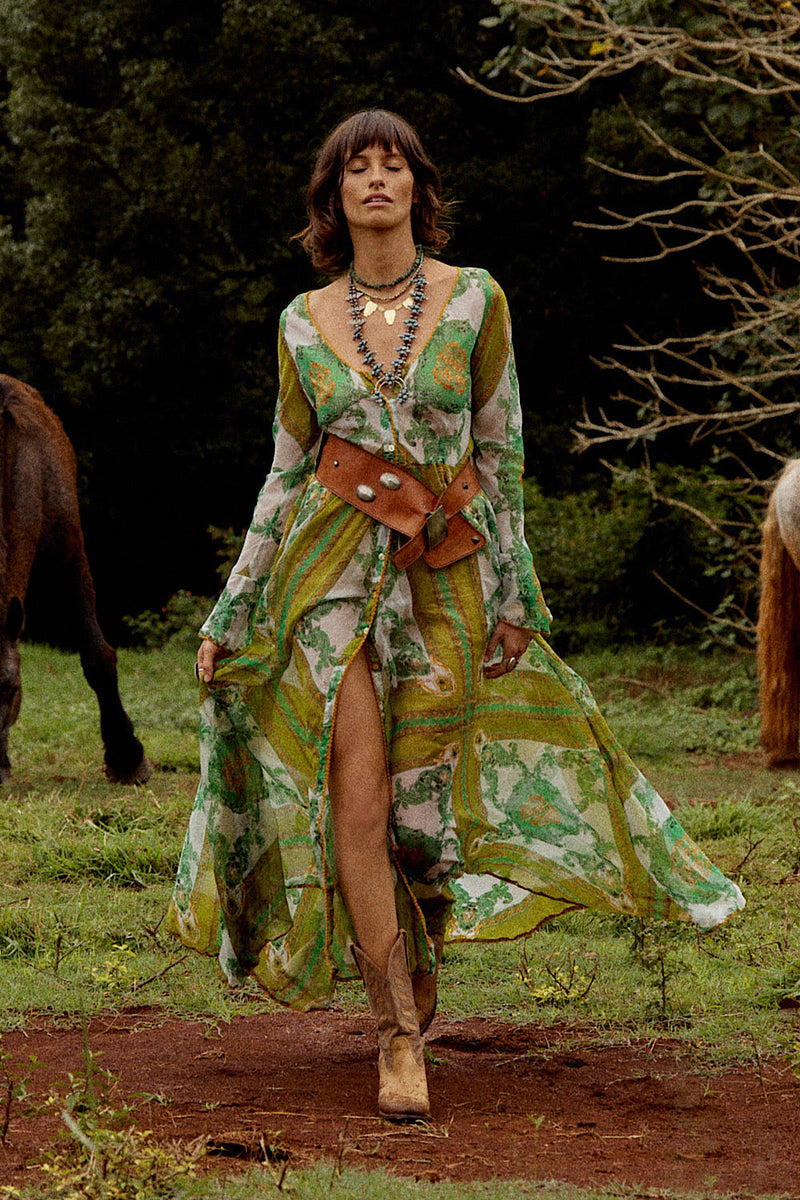 NEW Silk/Cotton Maxi Duster Dress - Verdant - Chasing Unicorns
