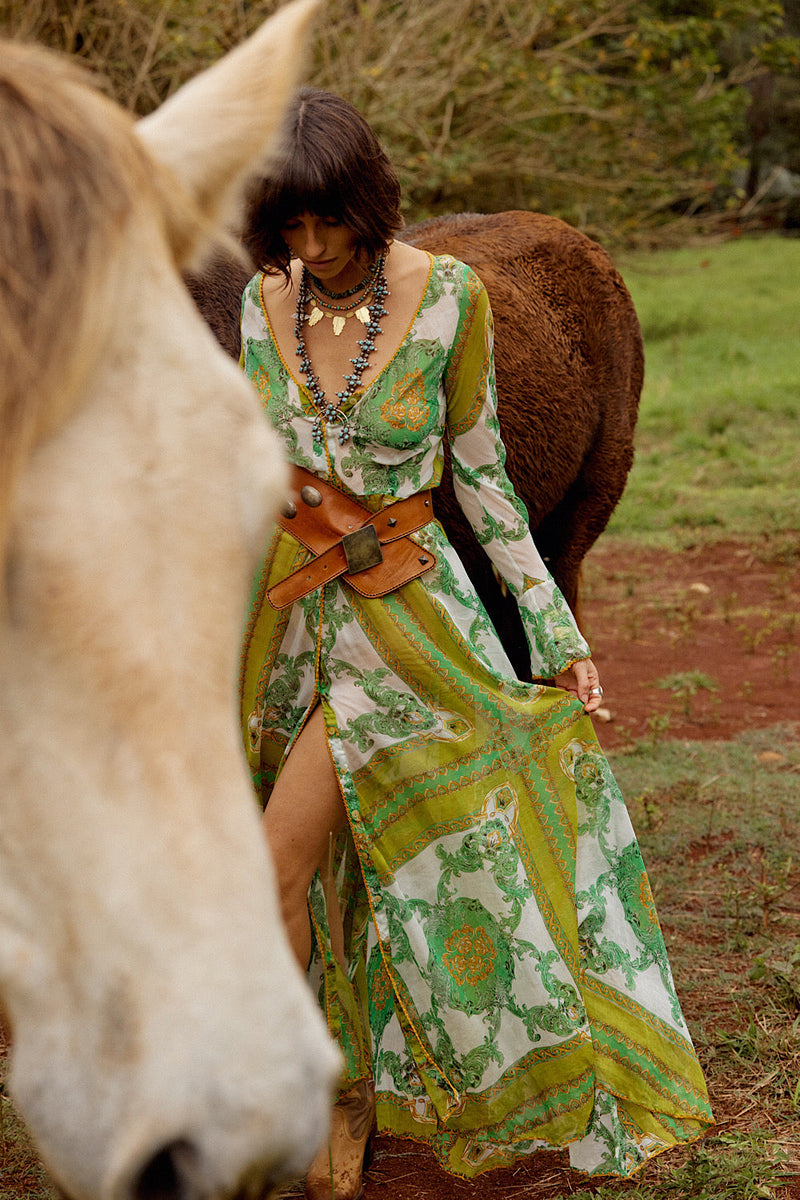 NEW Silk/Cotton Maxi Duster Dress - Verdant - Chasing Unicorns