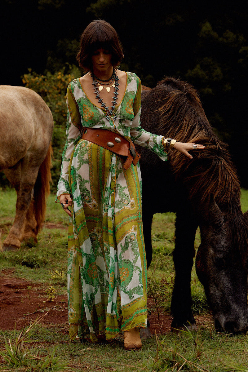 NEW Silk/Cotton Maxi Duster Dress - Verdant - Chasing Unicorns