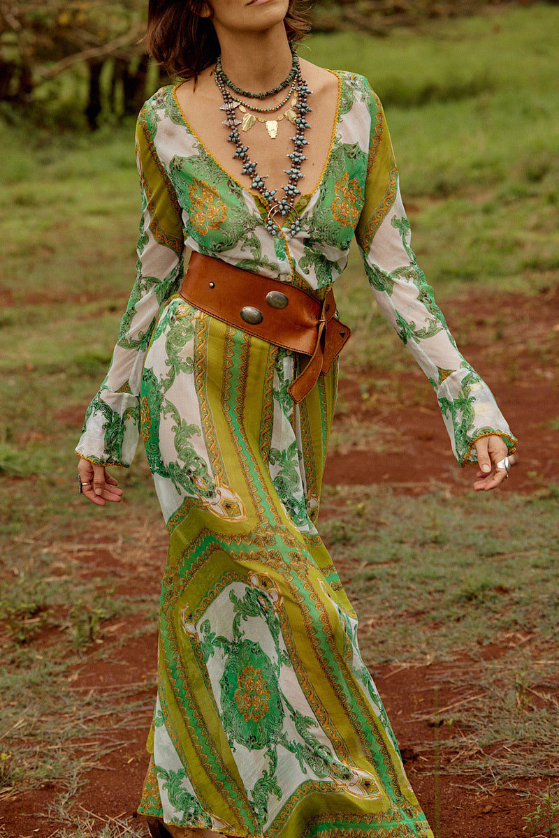 NEW Silk/Cotton Maxi Duster Dress - Verdant - Chasing Unicorns