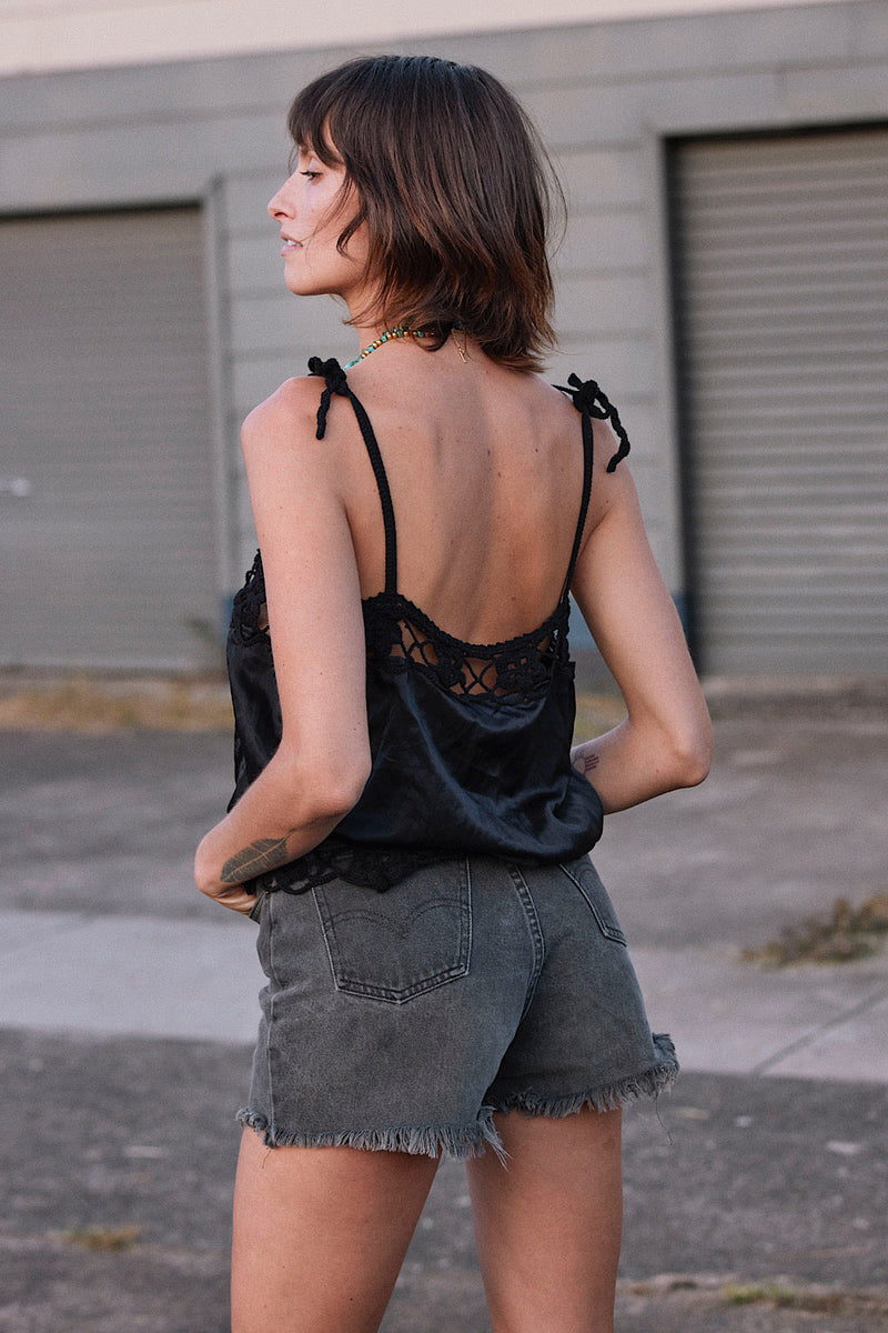 NEW Silk Satin Camisole - Black - Chasing Unicorns