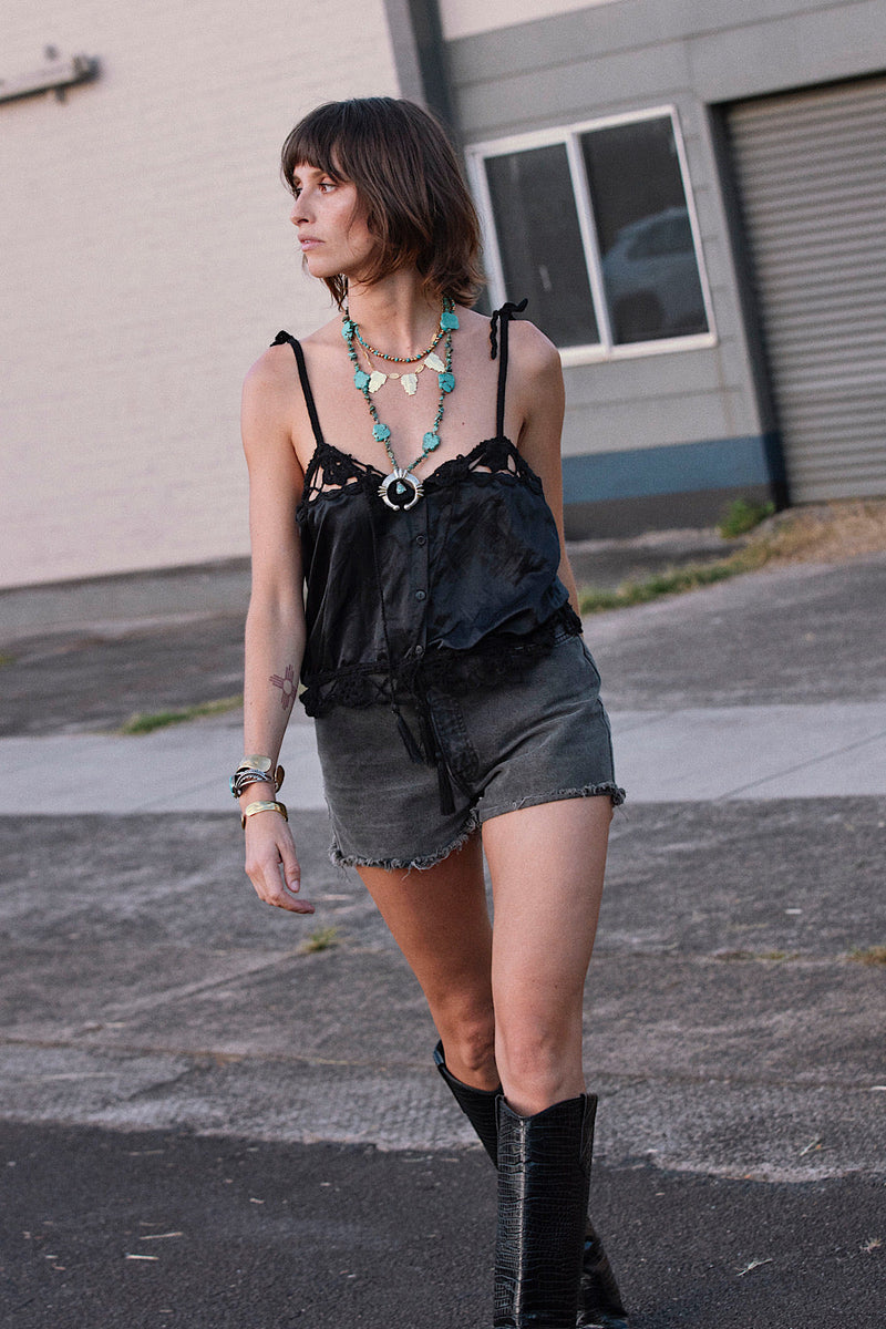 NEW Silk Satin Camisole - Black - Chasing Unicorns