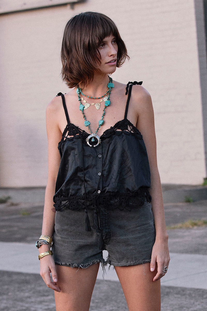 NEW Silk Satin Camisole - Black - Chasing Unicorns