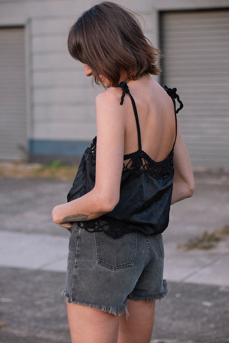 NEW Silk Satin Camisole - Black - Chasing Unicorns