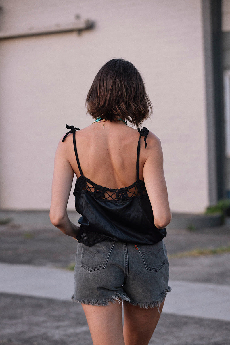 NEW Silk Satin Camisole - Black - Chasing Unicorns