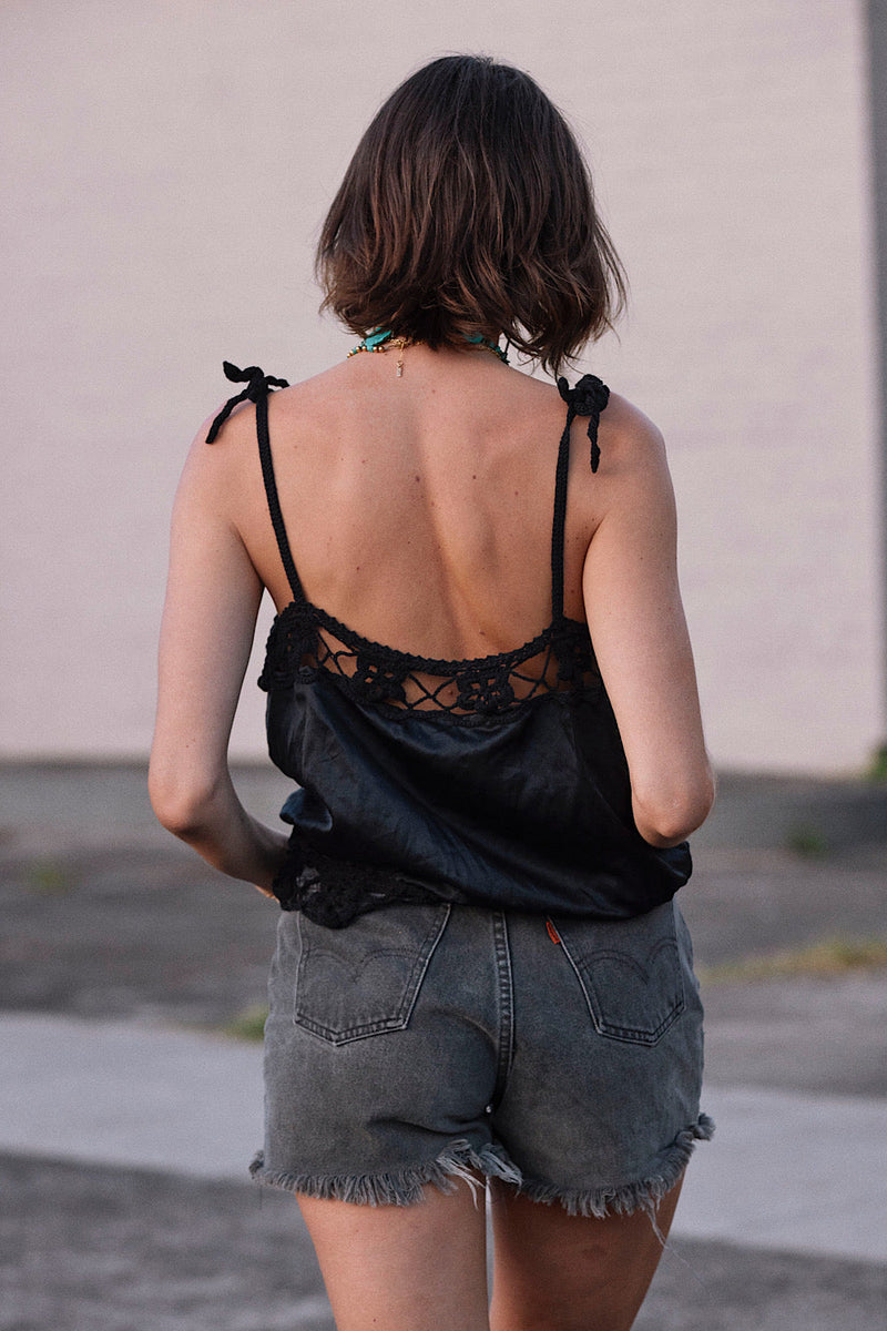 NEW Silk Satin Camisole - Black - Chasing Unicorns